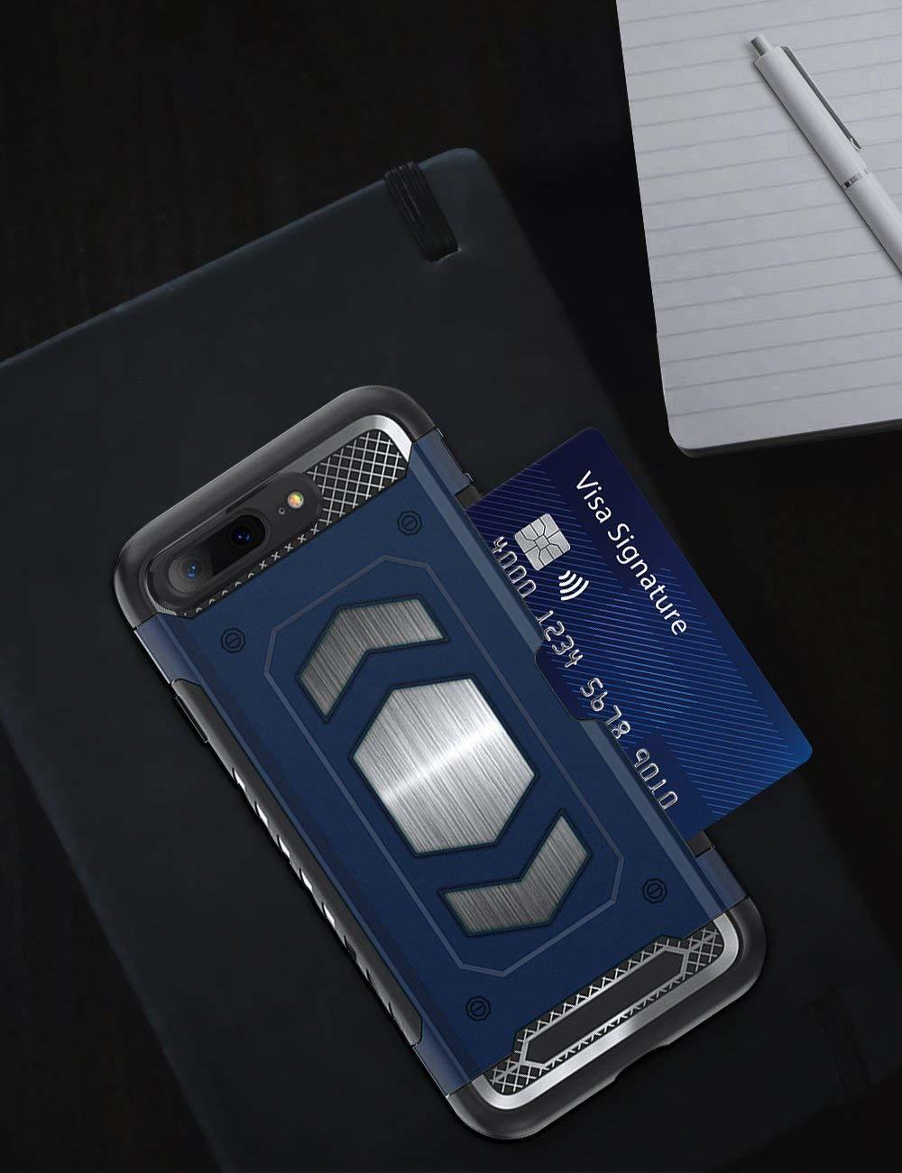 Protectores para celular  para Apple  iPhone 7 Plus / 8 Plus Funda reforzada con porta tarjeta Azul